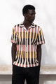 Wakame Shirt Black Beige Block Stripes