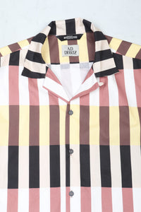 Wakame Shirt Black Beige Block Stripes
