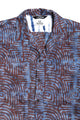 Wakame Shirt Blue Brown Block Print