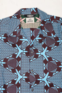 Wakame Shirt Blue Brown Print