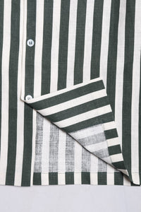 Wakame Shirt Olive Creme Stripe