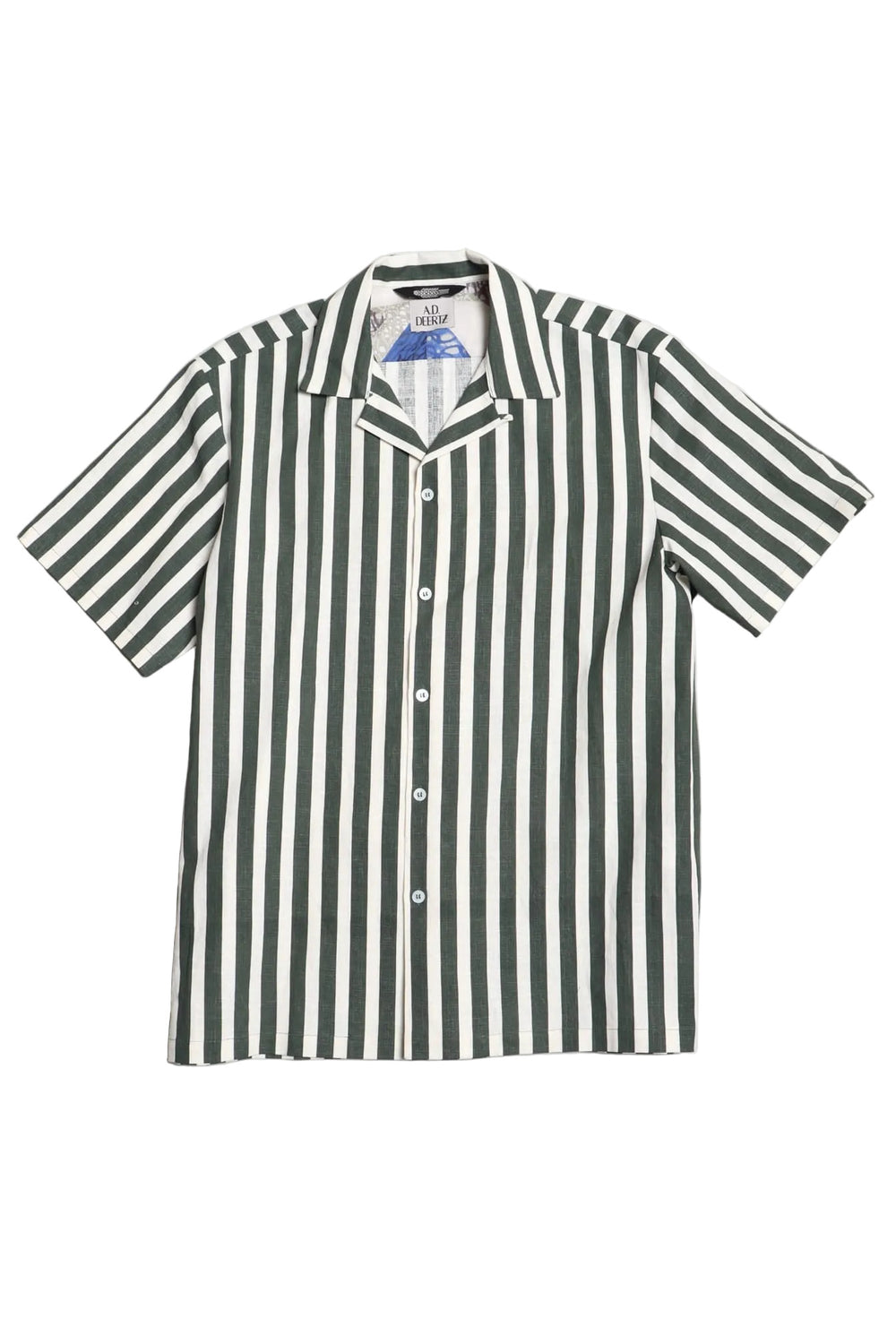 Wakame Shirt Olive Creme Stripe