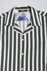 Wakame Shirt Olive Creme Stripe