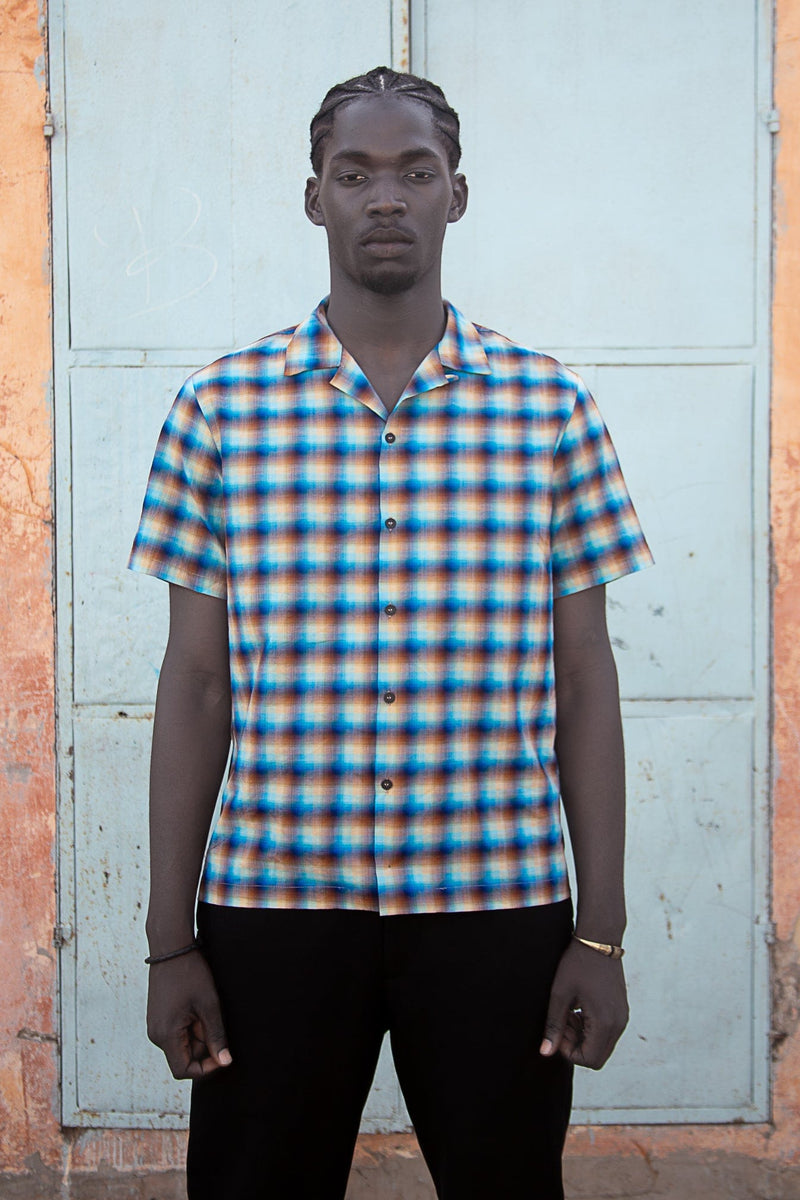 Wakame  Shirt Blue Blurry Checks