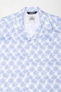 Wakame Shirt Blue White Leaves