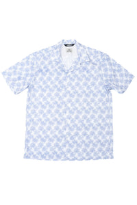 Wakame Shirt Blue White Leaves