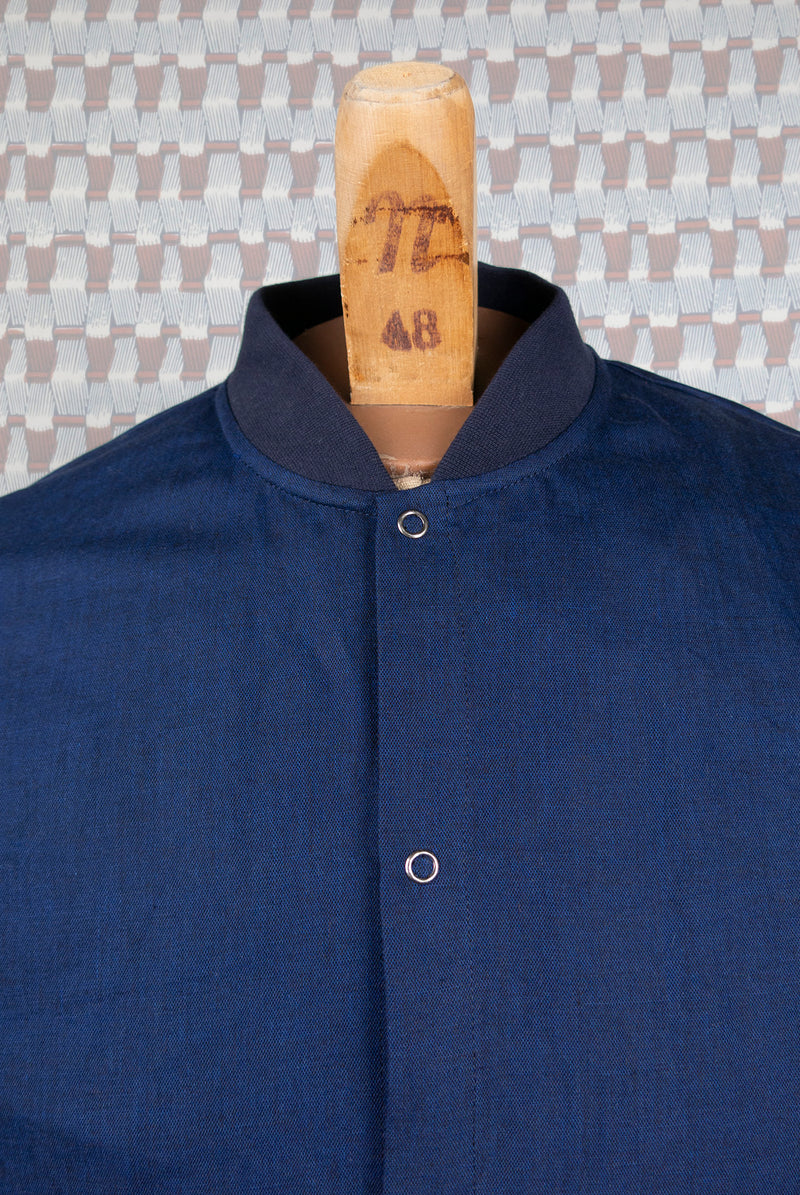ADDeertz Menswear Berlin  Cotton linen Indigo Shirt with rib collar
