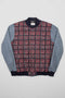 ADDeertz Varsity Jacket Multicolored woven in red grey and white pattern with suede-like sleeves