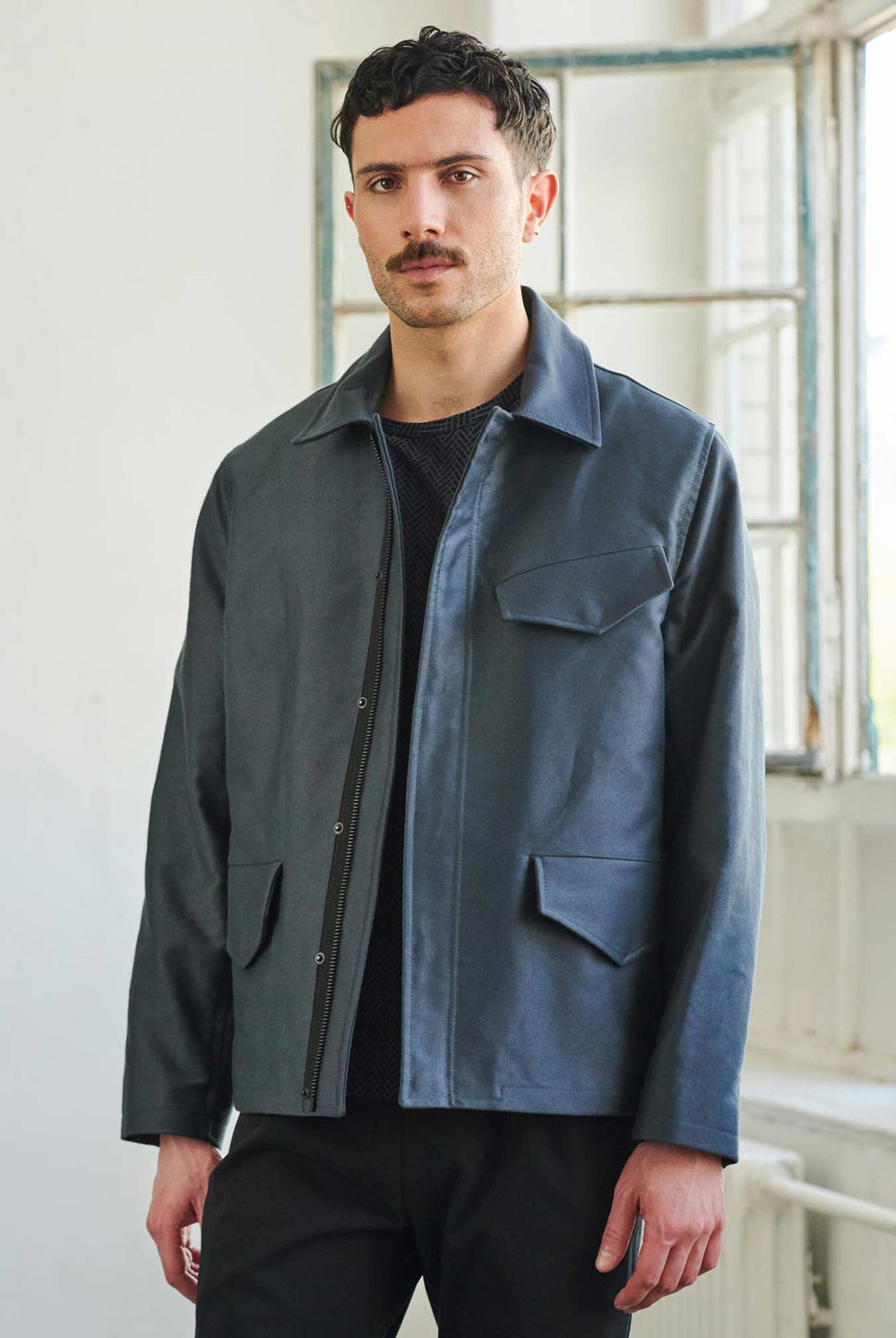ADDeertz menswear grey teflon coated zip jacket moleskin water repellant 