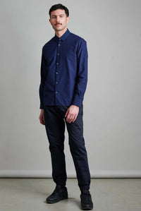 Straight fit shirt Dark indigo dyed cotton twill ADDeertz Menswear Berlin