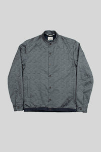 Green Grey   Shirt-Jacket with band collar Very fine woven pattern that creates an illusion of a 3-D structure