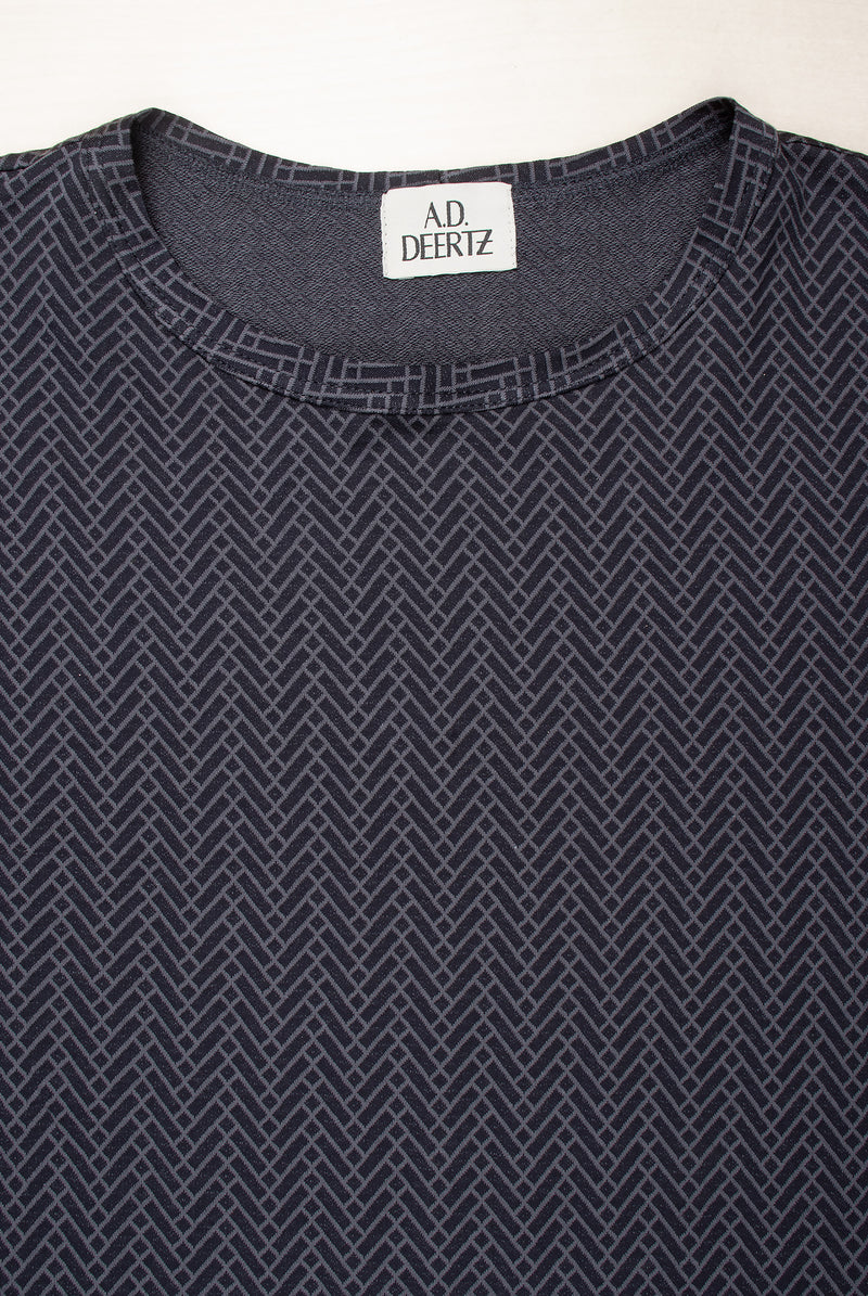 T-Shirt with a black and grey woven geometric pattern Smooth surface ADDeertz Menswear Berlin