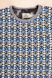 Regular fit sweatshirt Blue white grey Jacquard woven geometric pattern ADDeertz Menswear Berlin