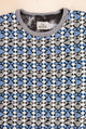 Regular fit sweatshirt Blue white grey Jacquard woven geometric pattern ADDeertz Menswear Berlin