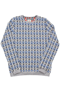 Regular fit sweatshirt Blue white grey Jacquard woven geometric pattern ADDeertz Menswear Berlin