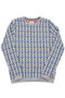 Regular fit sweatshirt Blue white grey Jacquard woven geometric pattern ADDeertz Menswear Berlin