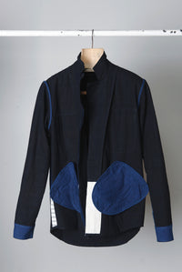 addeertz hand dyed indigo jacket, with patchwork detail