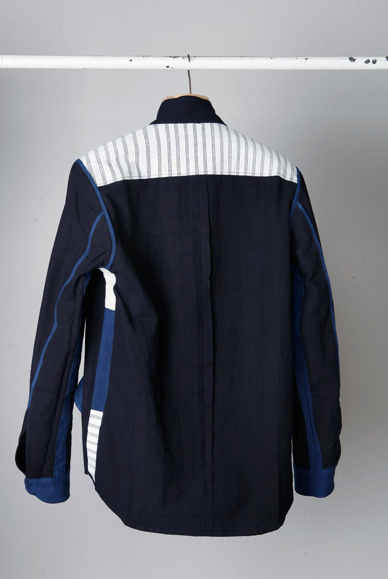 addeertz hand dyed indigo jacket, with patchwork detail