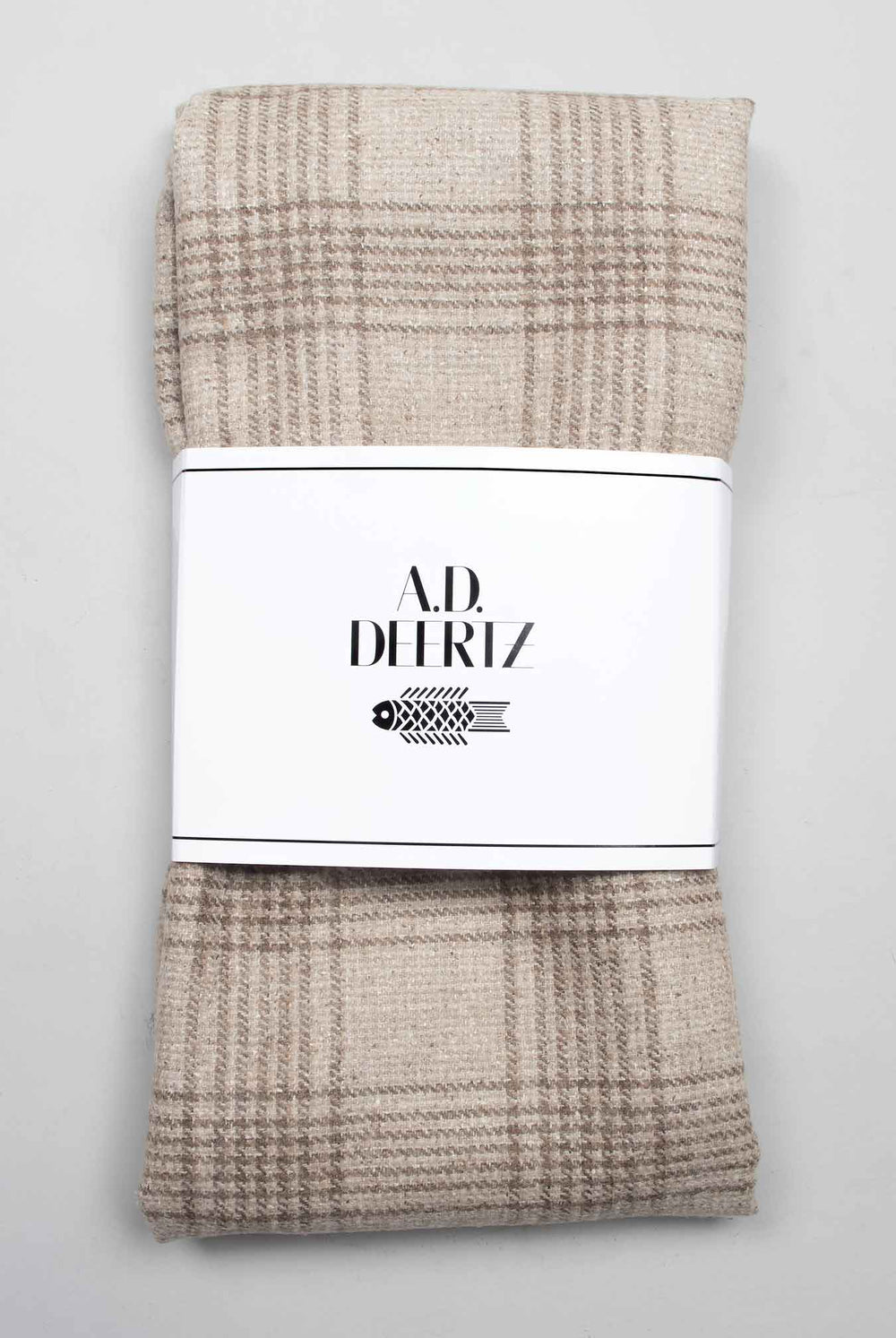beige checks supersoft wool scarf ADDeertz menswear folded in package