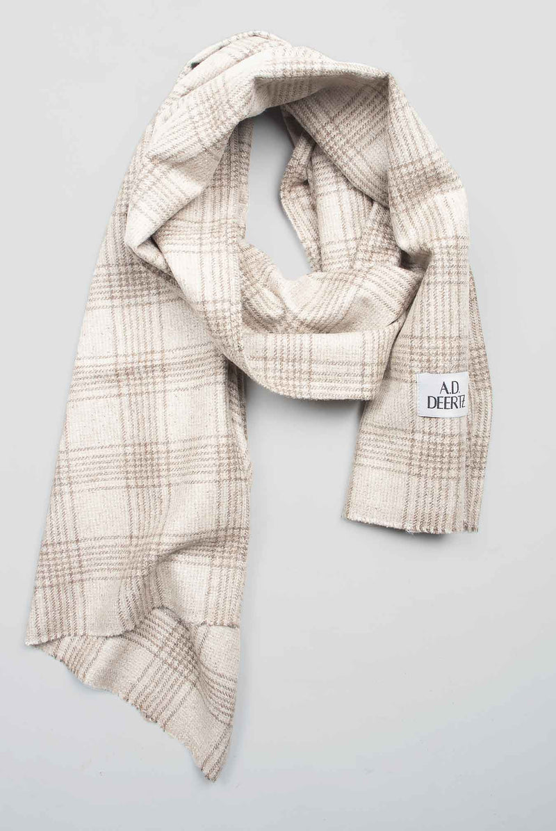 beige checks supersoft wool scarf ADDeertz menswear drapped flat
