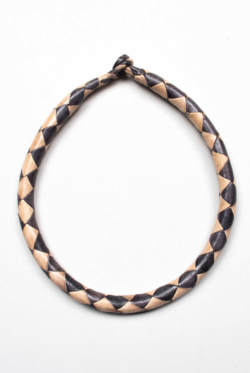 Leather Necklace Brown / Beige