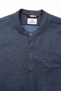 shirt jacket in Warm melton wool in a blue melange detail