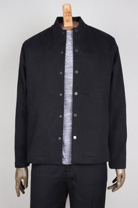 Black Cotton canvas jacket with soft brushed surface ADDeertz Menswear Berlin